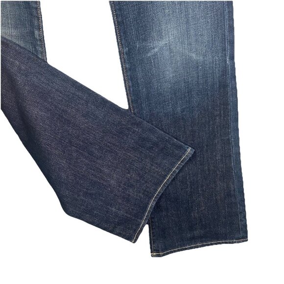 7 For All Mankind Boy Cut Button Dark Denim Women’s Jeans Size 28 X 34 Bootcut - Picture 3 of 12